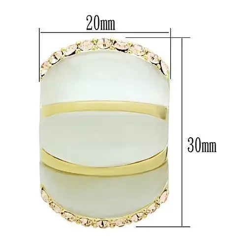 GL339 - IP Gold(Ion Plating) Brass Earrings with Synthetic Cat Eye in White - Alamode - Flyclothing LLC