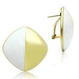 GL340 - IP Gold(Ion Plating) Brass Earrings with Epoxy in White - Alamode - Flyclothing LLC