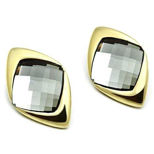 GL341 - IP Gold(Ion Plating) Brass Earrings with Synthetic Synthetic Glass in Black Diamond - Alamode - Flyclothing LLC