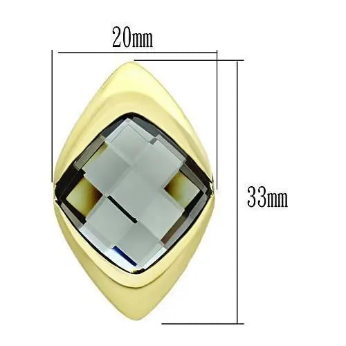 GL341 - IP Gold(Ion Plating) Brass Earrings with Synthetic Synthetic Glass in Black Diamond - Alamode - Flyclothing LLC