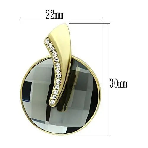 GL343 - IP Gold(Ion Plating) Brass Earrings with Synthetic Synthetic Glass in Black Diamond - Alamode - Flyclothing LLC