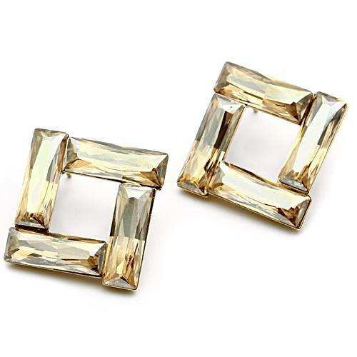 GL344 - IP Gold(Ion Plating) Brass Earrings with Top Grade Crystal in Topaz - Alamode - Flyclothing LLC