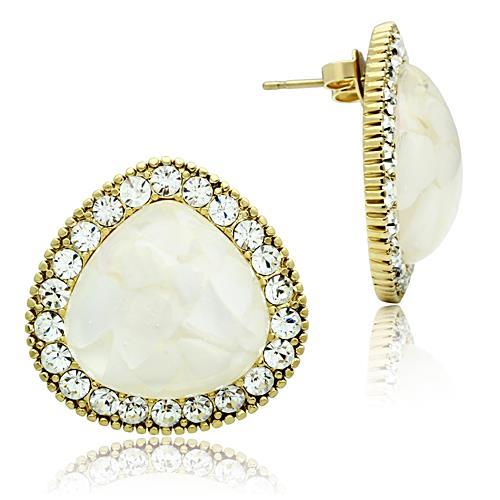 GL346 - IP Gold(Ion Plating) Brass Earrings with Synthetic Synthetic Stone in Clear - Alamode