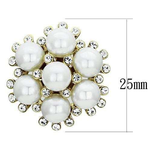 GL349 - IP Gold(Ion Plating) Brass Earrings with Synthetic Pearl in White - Alamode - Flyclothing LLC