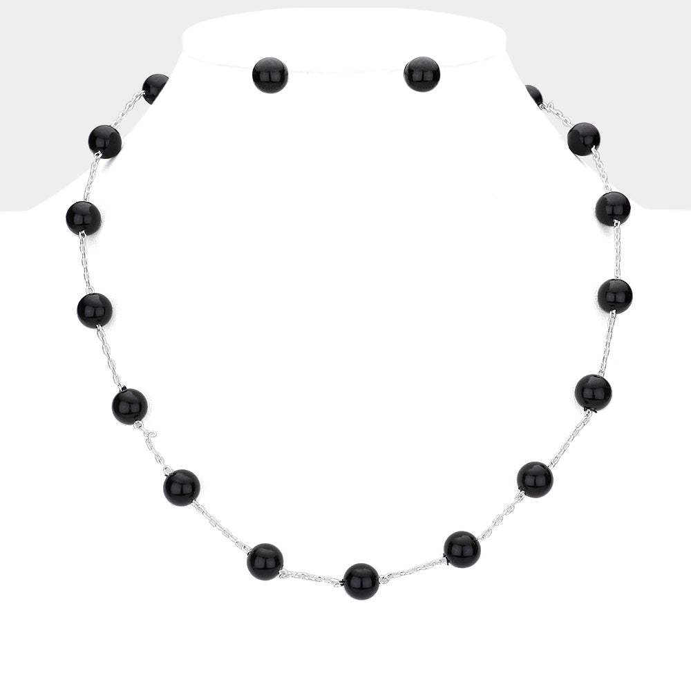 Glass Ball Station Necklace - Madeline Love - Flyclothing LLC