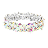 Glass Crystal Marquise Stone Cluster Stretch Bracelet - Madeline Love - Flyclothing LLC