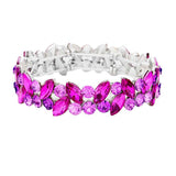 Glass Crystal Marquise Stone Cluster Stretch Bracelet - Madeline Love - Flyclothing LLC
