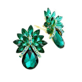 Glass Crystal Petal Teardrop Clip On Earrings - Madeline Love - Flyclothing LLC