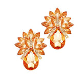 Glass Crystal Petal Teardrop Clip On Earrings - Madeline Love - Flyclothing LLC
