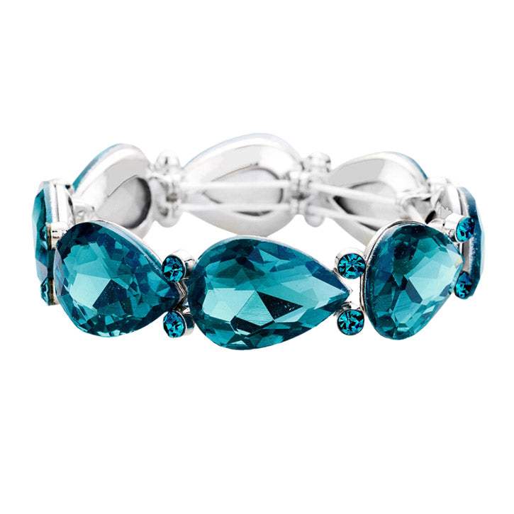 Glass Crystal Teardrop Accented Stretch Bracelet - Madeline Love - Flyclothing LLC