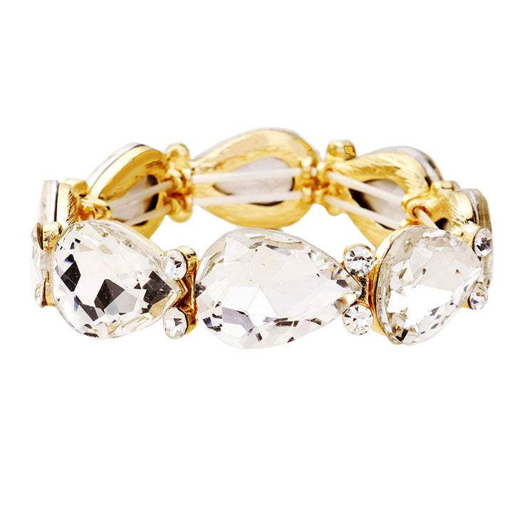 Glass Crystal Teardrop Accented Stretch Bracelet - Madeline Love - Flyclothing LLC