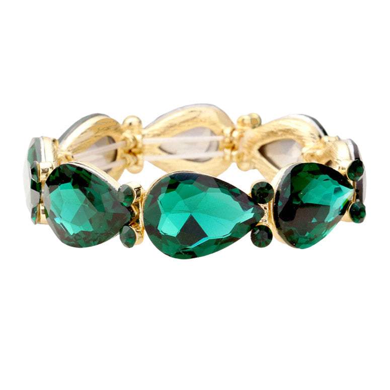 Glass Crystal Teardrop Accented Stretch Bracelet - Madeline Love - Flyclothing LLC