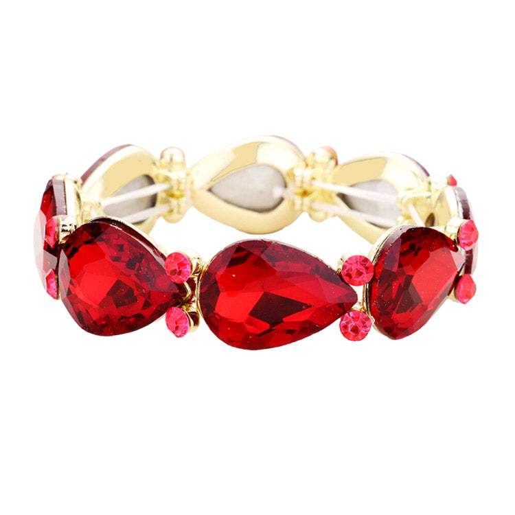 Glass Crystal Teardrop Accented Stretch Bracelet - Madeline Love - Flyclothing LLC