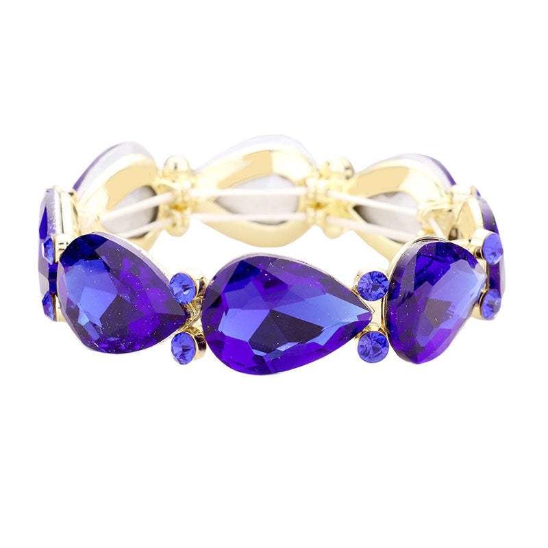 Glass Crystal Teardrop Accented Stretch Bracelet - Madeline Love - Flyclothing LLC