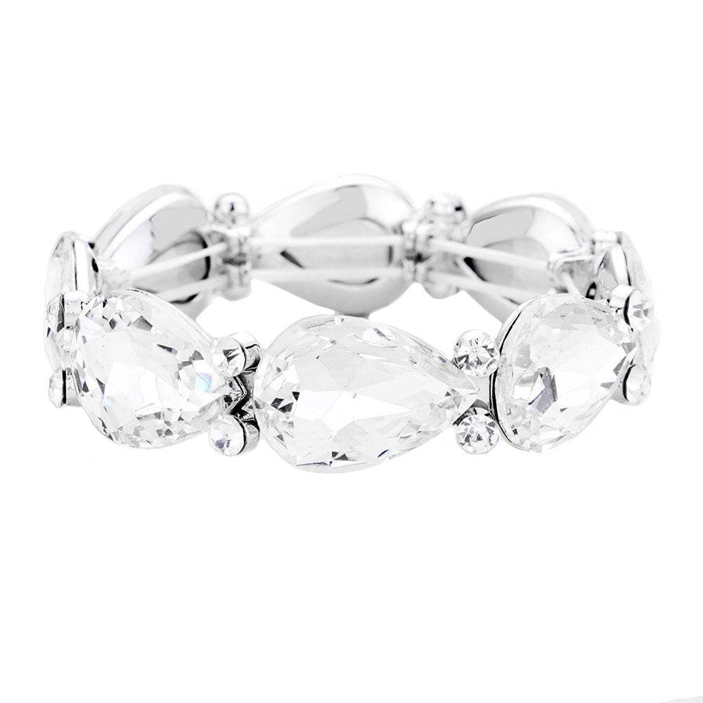 Glass Crystal Teardrop Accented Stretch Bracelet - Madeline Love - Flyclothing LLC