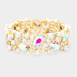 Glass Crystal Teardrop Pearl Stretch Bracelet - Madeline Love - Flyclothing LLC