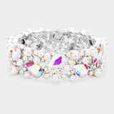 Glass Crystal Teardrop Pearl Stretch Bracelet - Madeline Love - Flyclothing LLC