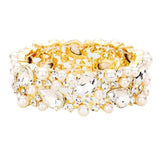 Glass Crystal Teardrop Pearl Stretch Bracelet - Madeline Love - Flyclothing LLC