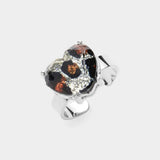 Glitter Leopard Pattern Heart Stone Adjustable Ring - Madeline Love - Flyclothing LLC