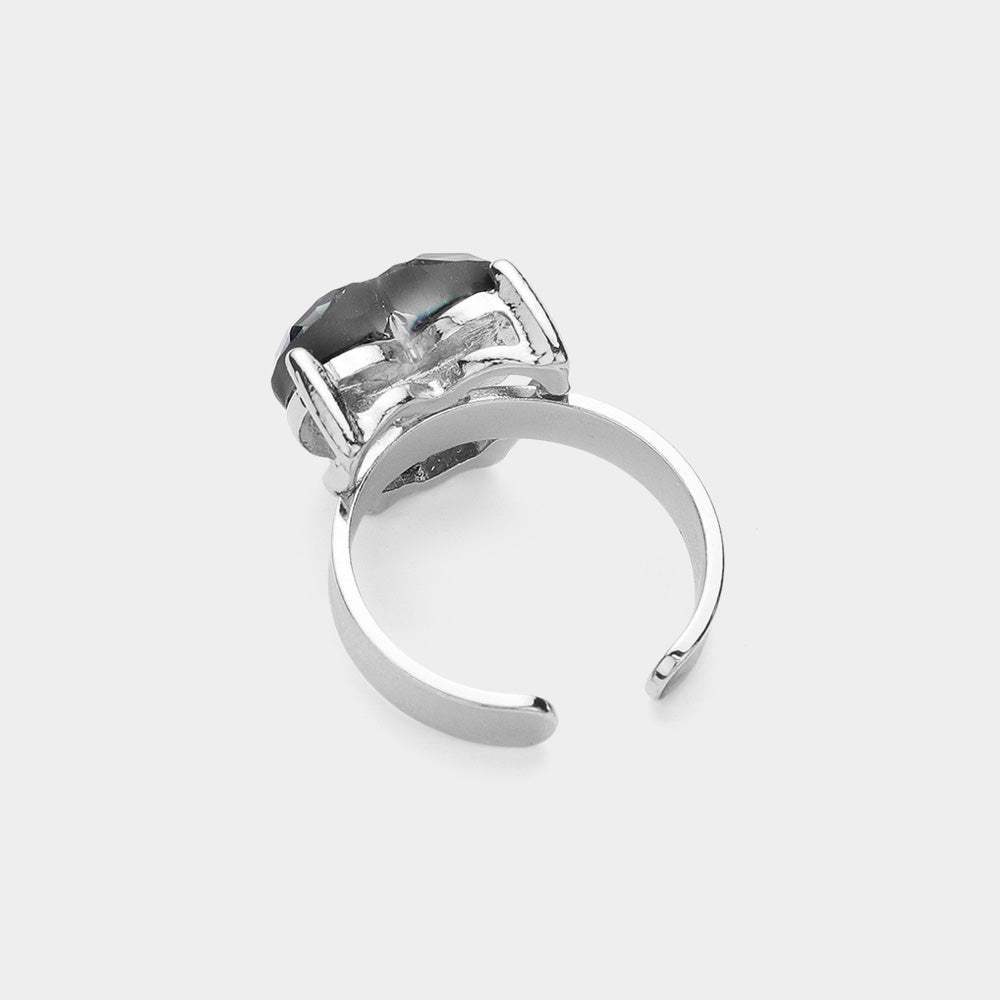 Glitter Leopard Pattern Heart Stone Adjustable Ring - Madeline Love - Flyclothing LLC