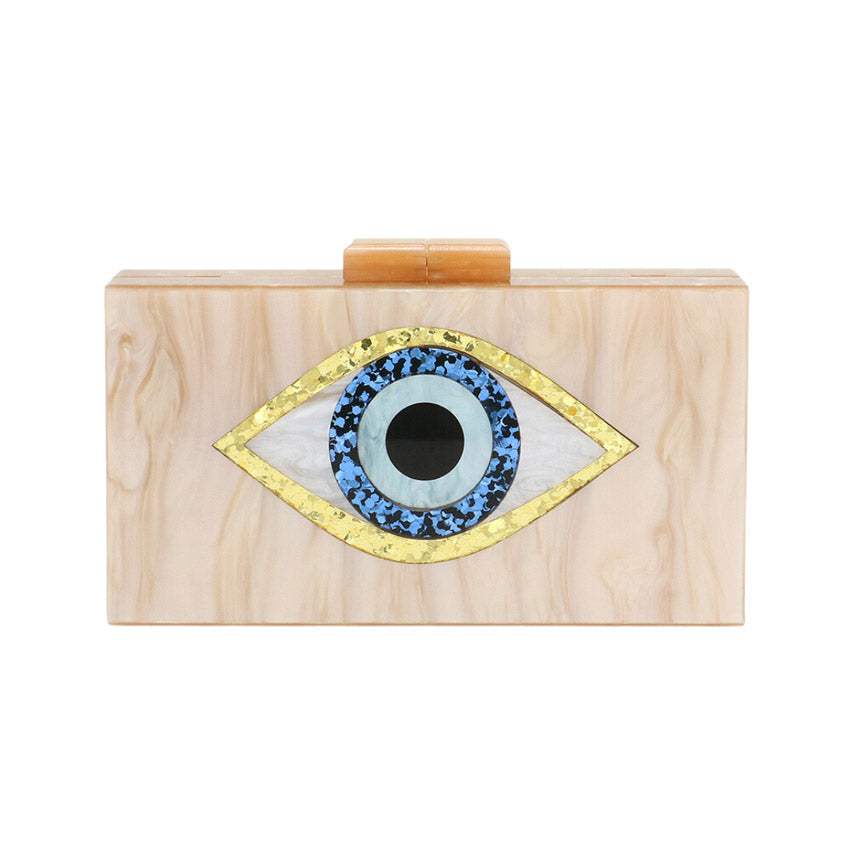 Glittered Evil Eye Celluloid Acetate Clutch Crossbody Bag - Madeline Love - Flyclothing LLC