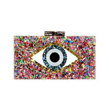 Glittered Evil Eye Celluloid Acetate Clutch Crossbody Bag - Madeline Love - Flyclothing LLC