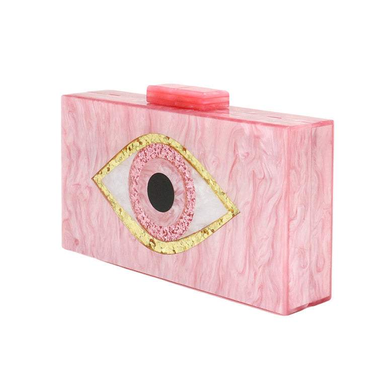 Glittered Evil Eye Celluloid Acetate Clutch Crossbody Bag - Madeline Love - Flyclothing LLC