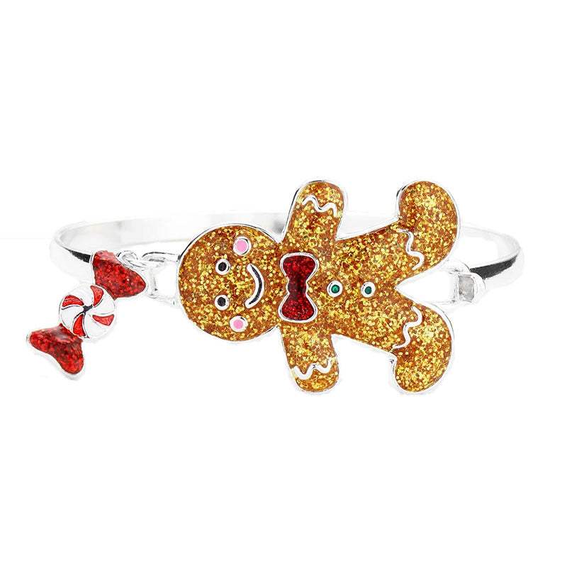 Glittered Gingerbread Man Candy Hook Bracelet - Madeline Love - Flyclothing LLC