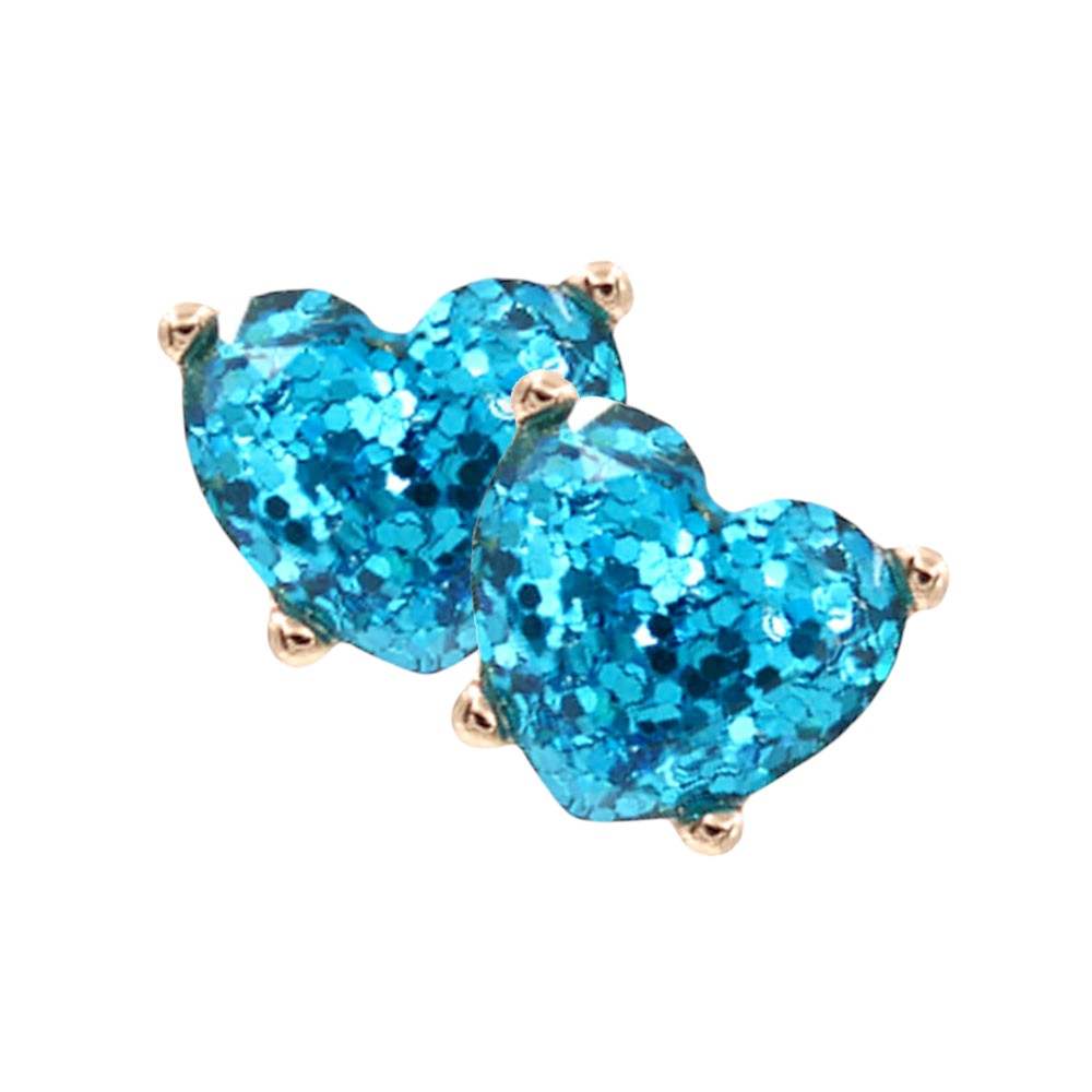 Glittered Heart Stud Earrings - Madeline Love - Flyclothing LLC