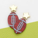 Glittered Resin Game Day Football Dangle Earrings - Madeline Love - Flyclothing LLC