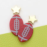 Glittered Resin Game Day Football Dangle Earrings - Madeline Love - Flyclothing LLC