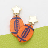Glittered Resin Game Day Football Dangle Earrings - Madeline Love - Flyclothing LLC