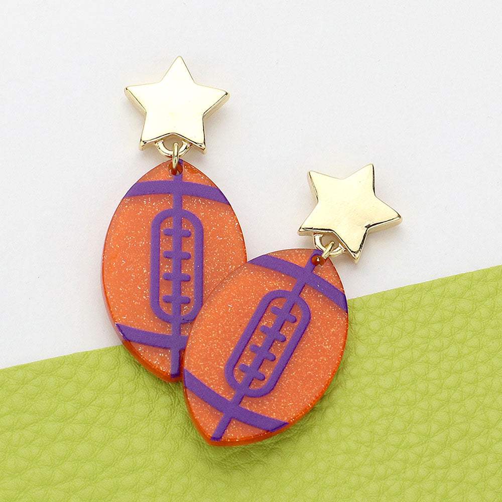 Glittered Resin Game Day Football Dangle Earrings - Madeline Love - Flyclothing LLC