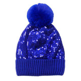 Glitzy Sequin Embellished Pom Pom Beanie Hat - Madeline Love - Flyclothing LLC