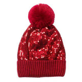 Glitzy Sequin Embellished Pom Pom Beanie Hat - Madeline Love - Flyclothing LLC
