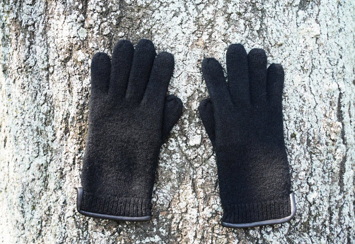 tittimitti® 100% Virgin Wool Unisex Gloves with Genuine Leather Trim