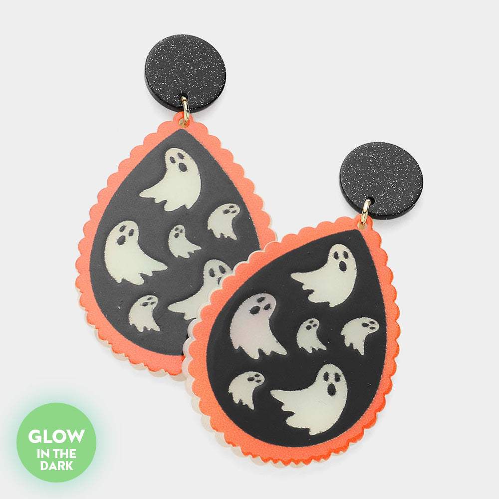 Glow In The Dark Ghost Pointed Teardrop Dangle Earrings - Madeline Love - Flyclothing LLC