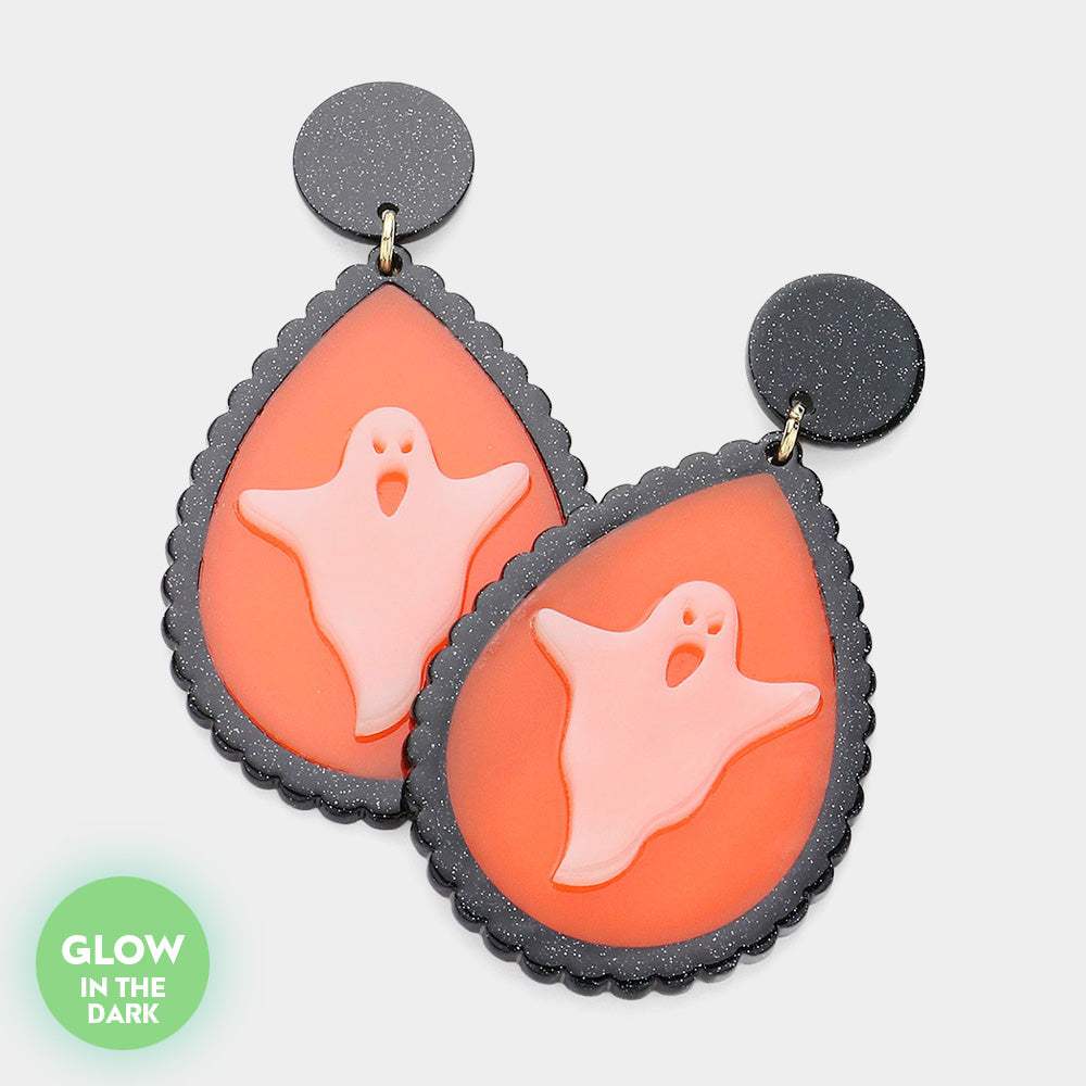 Glow In The Dark Ghost Pointed Teardrop Dangle Earrings - Madeline Love - Flyclothing LLC