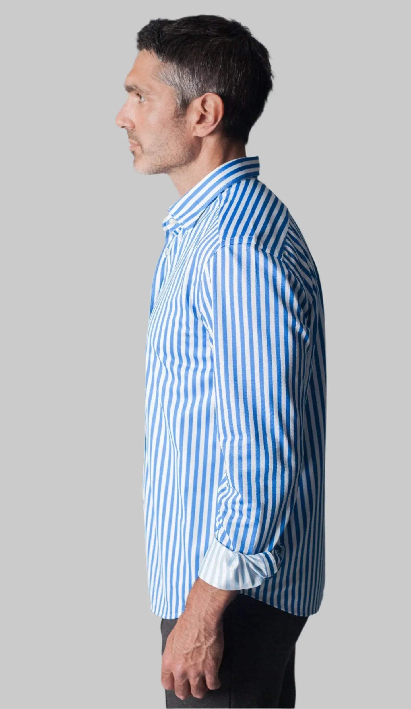 The Go Big Stripe Long Sleeve Tech Shirt - Royal Blue - Buki - Flyclothing LLC