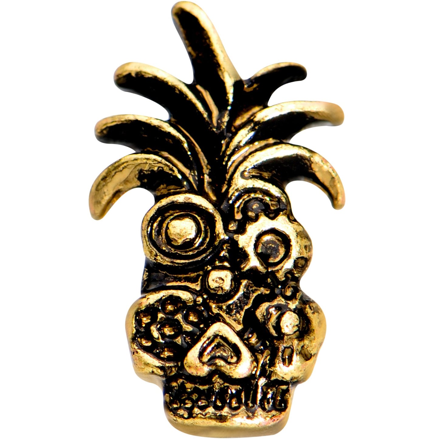 1/4 Gold PVD Steampunk Tiki Skull Headdress Cartilage Tragus Earring - BodyCandy - Flyclothing LLC
