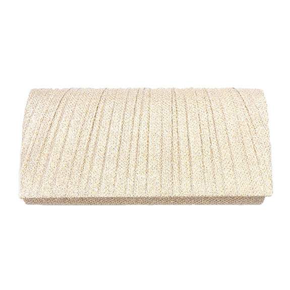Pleated Shimmery Evening Clutch Crossbody Bag - Madeline Love - Flyclothing LLC