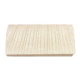 Pleated Shimmery Evening Clutch Crossbody Bag - Madeline Love - Flyclothing LLC