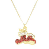 Gold Dipped CZ Christmas Socks Pendant Necklace - Madeline Love - Flyclothing LLC