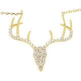 Gold Dipped CZ Reindeer Pendant Necklace - Madeline Love - Flyclothing LLC