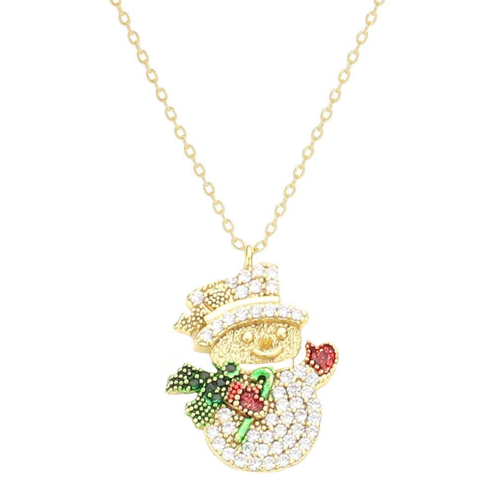 Gold Dipped CZ Snowman Pendant Necklace - Madeline Love - Flyclothing LLC
