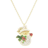 Gold Dipped CZ Snowman Pendant Necklace - Madeline Love - Flyclothing LLC