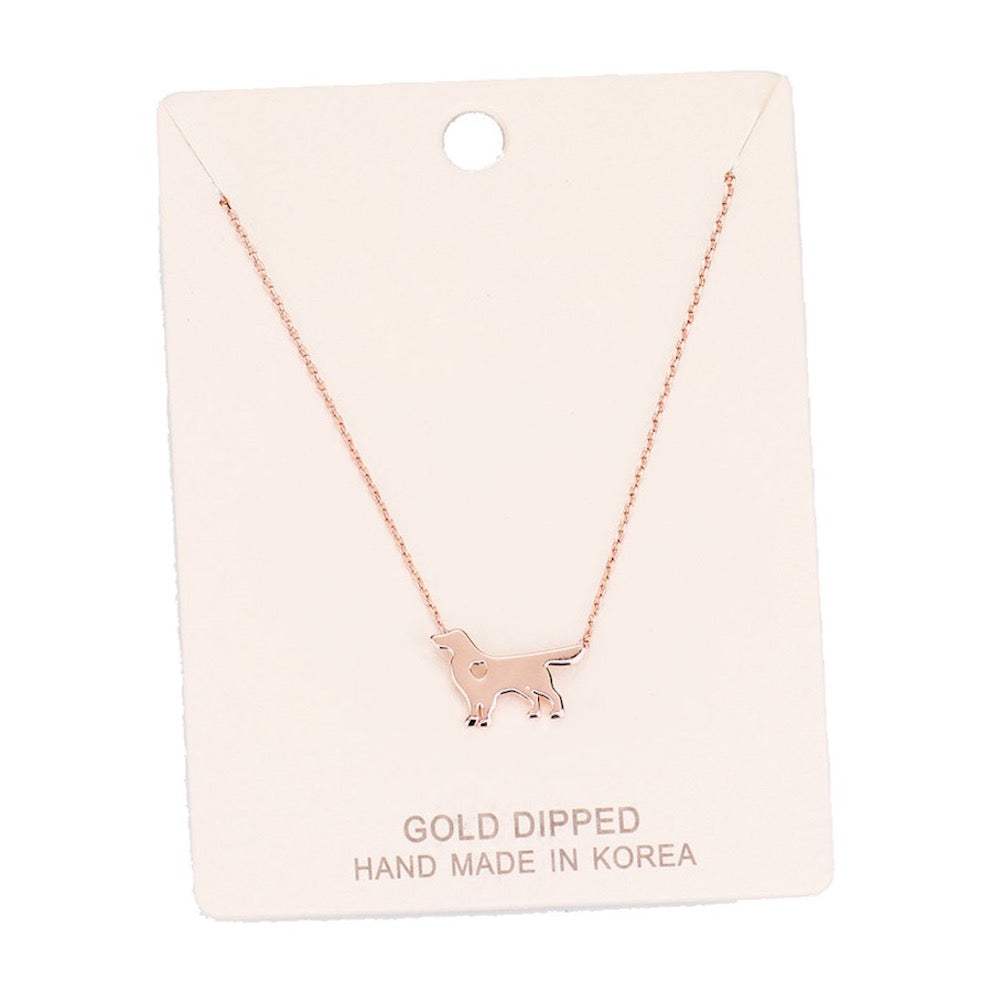 Gold Dipped Dachshund Heart Charm Dog Detailed Necklace - Madeline Love - Flyclothing LLC