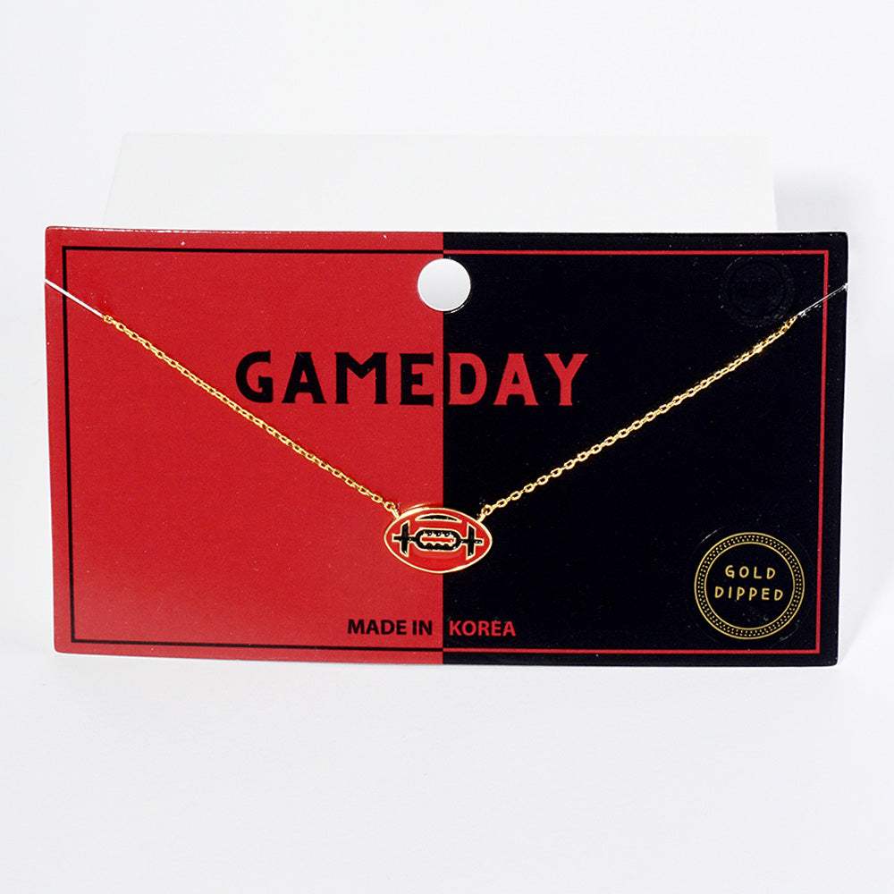 Gold Dipped Gameday Enamel Football Pendant Necklace - Madeline Love - Flyclothing LLC