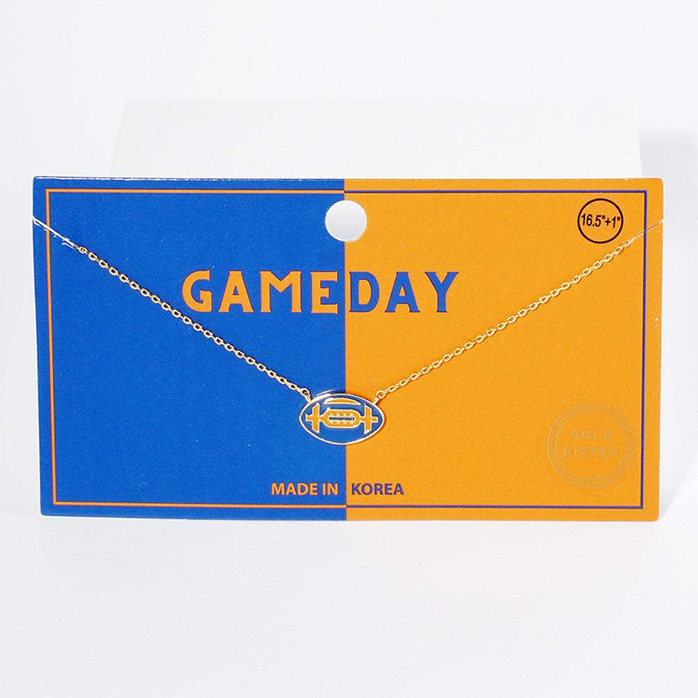Gold Dipped Gameday Enamel Football Pendant Necklace - Madeline Love - Flyclothing LLC