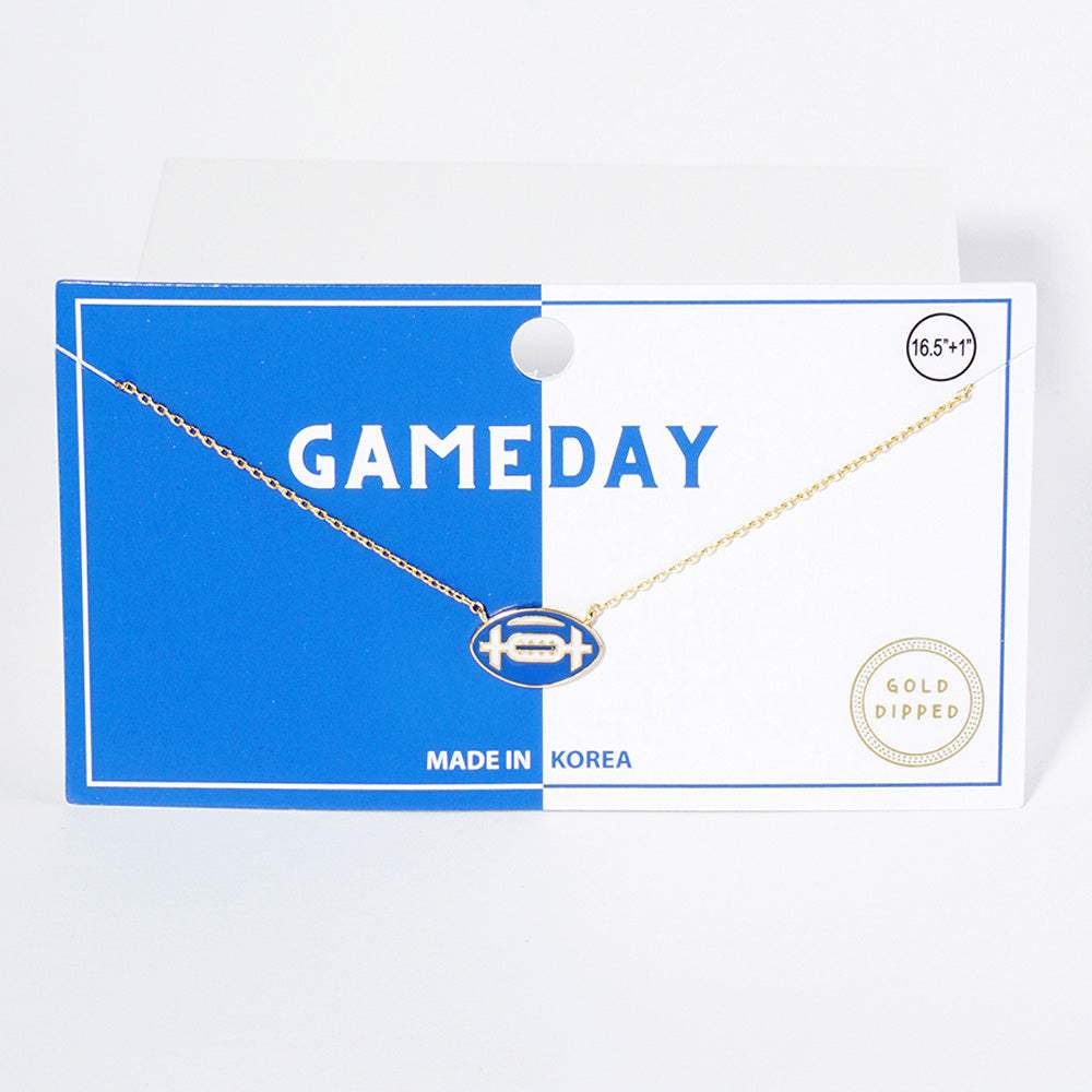 Gold Dipped Gameday Enamel Football Pendant Necklace - Madeline Love - Flyclothing LLC